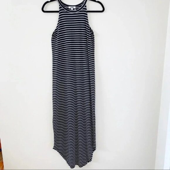 Revolve LNA Leigh Maxi Dress stripes Long Sleeveless Curved hem Scoop neck Small - Picture 5 of 15
